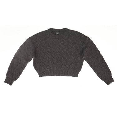 htc los angeles SWEATERS BRAIDED SWEATER WOMAN DARK GREY