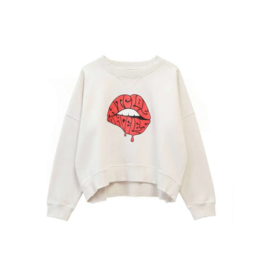 Hollywood Trading Company HTC LIPS SWEATER WOMAN OFF WHITE | Blue Express