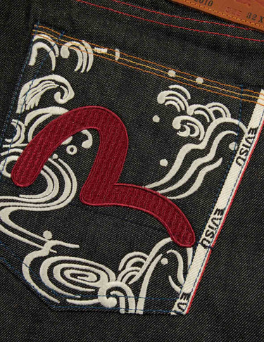 Evisu Evisu Seagull Textured Embroidery Slim Fit Jeans | Blue Express