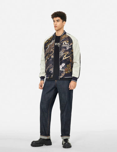 Evisu KAMON BROCADE APPLIQUÉ REGULAR FIT SOUVENIOR JACKET | Blue Express