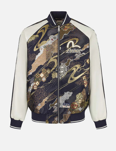 Evisu KAMON BROCADE APPLIQUÉ REGULAR FIT SOUVENIOR JACKET | Blue Express