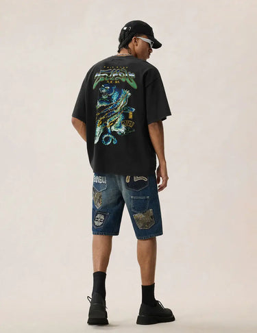 Evisu Neon Leopard Printed T-shirt | Blue Express