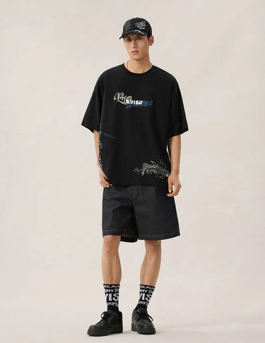Evisu Allover EVISU Logo Graphic T-shirt | Blue Express