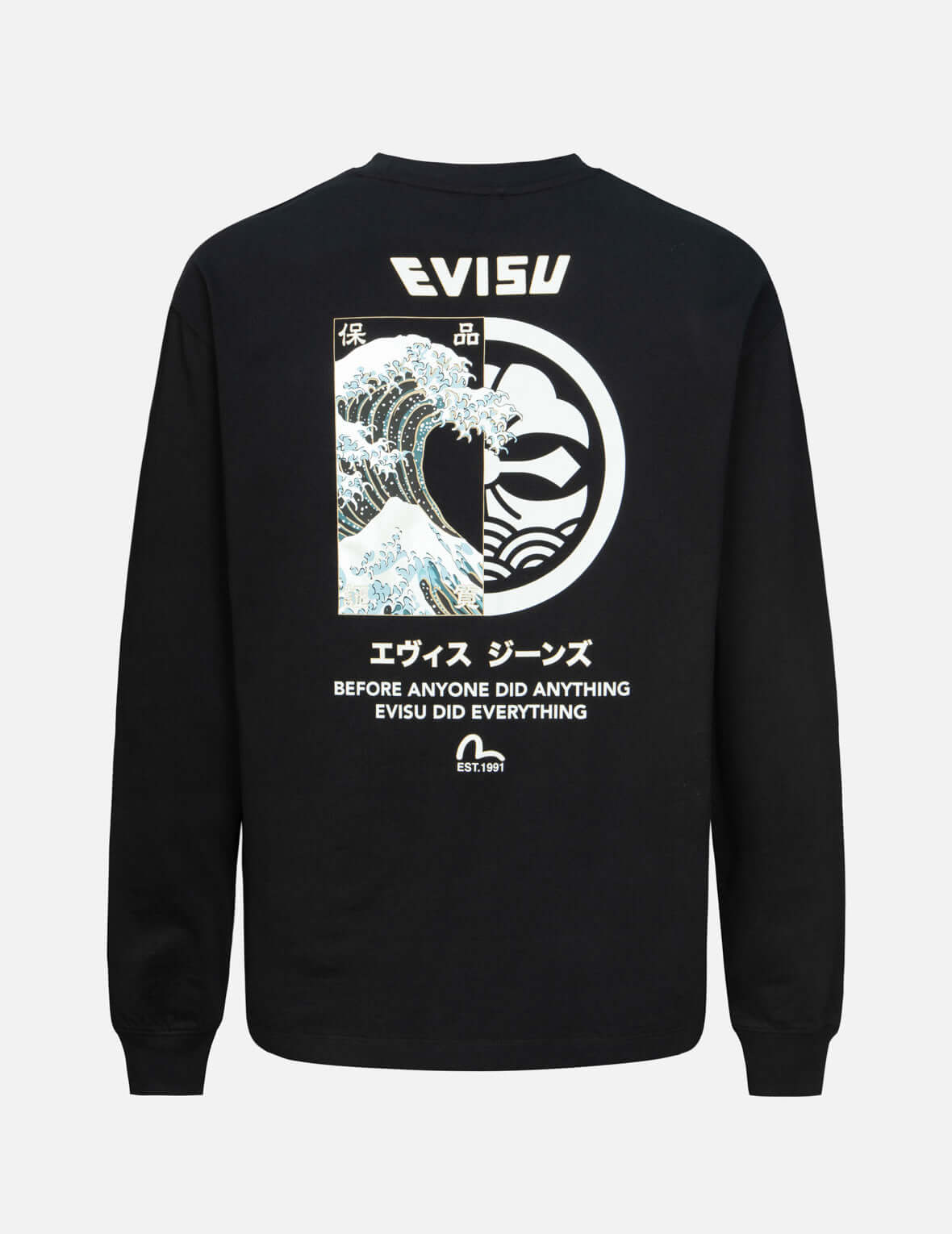 Evisu The Great Wave And Kamon Print Relax Fit L/S T-Shirt
