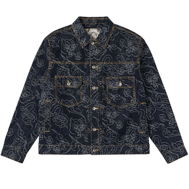Evisu Allover Leopard Jacquard Denim Jacket | Blue Express