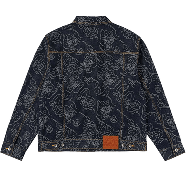 Evisu Allover Leopard Jacquard Denim Jacket | Blue Express