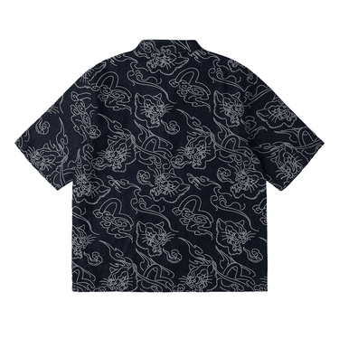 EVISU Allover Leopard and Cloud Print Denim Shirt | Blue Express
