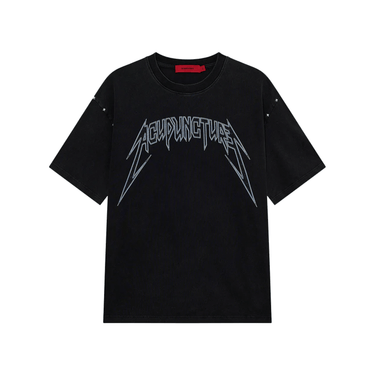 ACUPUNTURE STUDDED METAL T-SHIRT WASHED BLACK | Blue Express