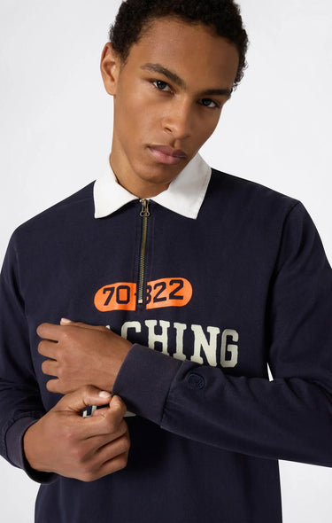 CHAMPION T-SHIRT Polo a Manica Lunga con Mezza Zip da Uomo Blu Scuro