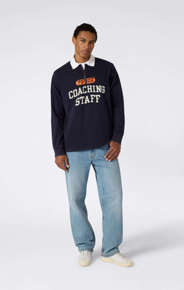 CHAMPION T-SHIRT Polo a Manica Lunga con Mezza Zip da Uomo Blu Scuro