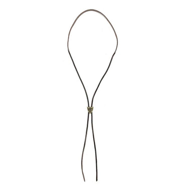DARK BROWN LEATHER SHIELD NECKLACE