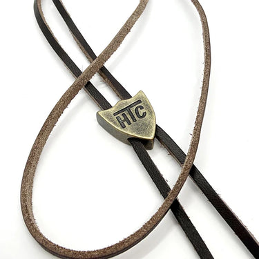 DARK BROWN LEATHER SHIELD NECKLACE
