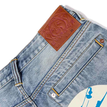 Evisu Daicock Spray Dye Denim Shorts | Blue Express