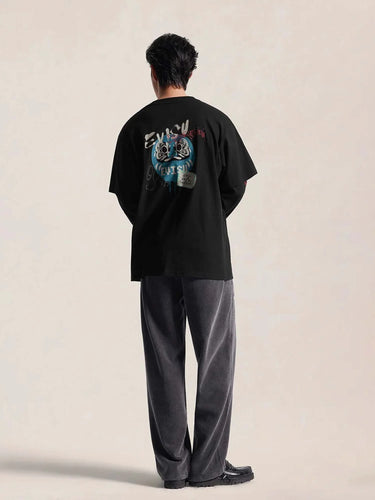 Daruma Print Faux Layered Long-Sleeve T-Shirt