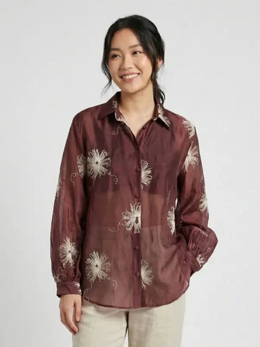 BERNA Camicia in mussola con fiori ricamati | Blue Express