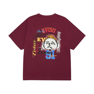 EVISU Printed Ss Tee Burgundy | Blue Express