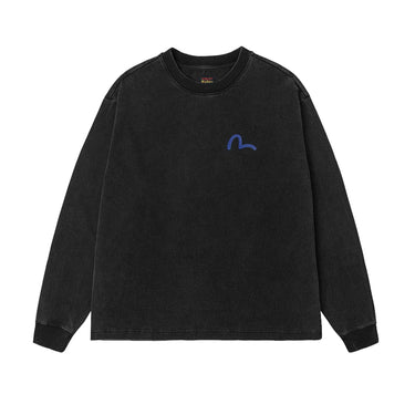 EVISU Seagull and Rubber Legs Print Relax Fit Long-sleeve T-shirt | Blue Express
