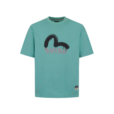Evisu LOGO AND SEAGULL PRINT RELAX FIT T-SHIRT | Blue Express