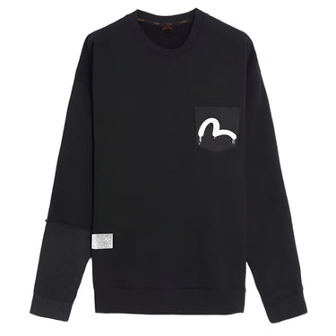 Evisu Evisu Seagull Men's Print Denim Patchwork Sweatshirt | Blue Express
