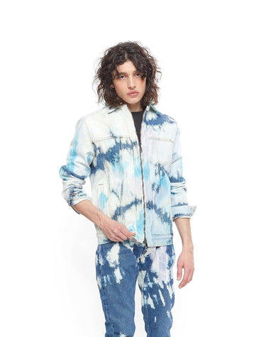 htclosangeles giacca DENIM TIE DYE JACKET
