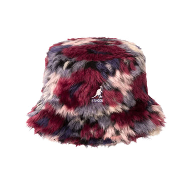KANGOL CAPPELLI hat faux fur bucket Purple multi camo flower