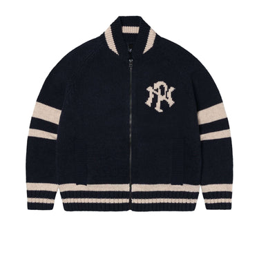 NO PROBLEMO MAGLIERIA NYP VARSITY ZIP THRU KNIT NAVY
