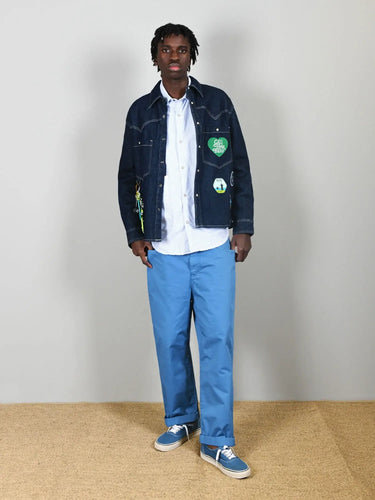 BERNA Overshirt in jeans lavaggio scuro con patch | Blue Express