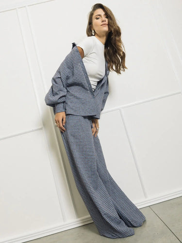 BERNA Pantalone palazzo fit fantasia vichy | Blue Express