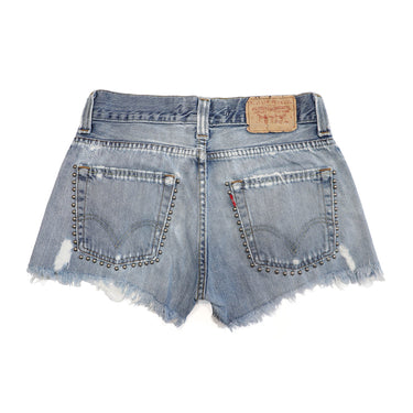 HTC VINTAGE LEVI'S STUDDED SHORTS LIGHT BLUE | Blue Express