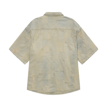 Patch Work Shirt Blue