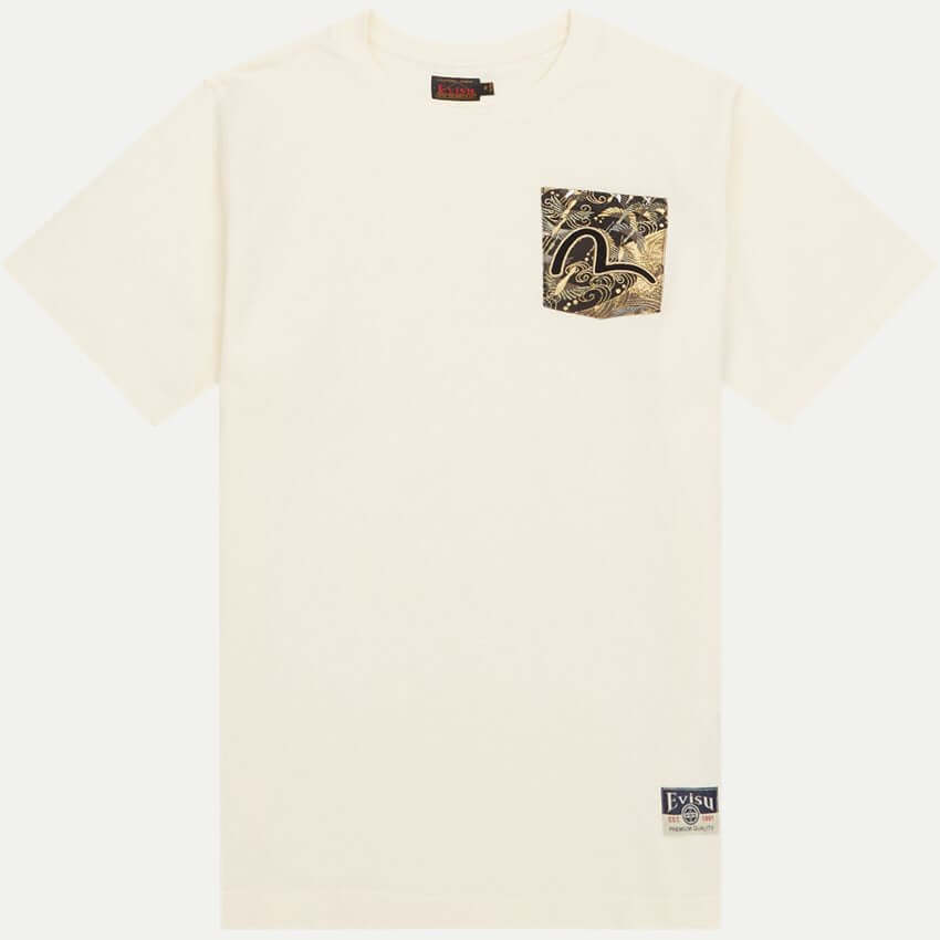 Evisu Brocade Pocket Seagull Ecru T-Shirt Blue Express