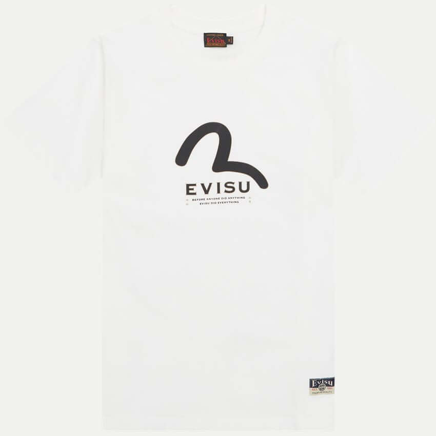 Evisu Seagull Print Multi Pocket White Tee Blue Express