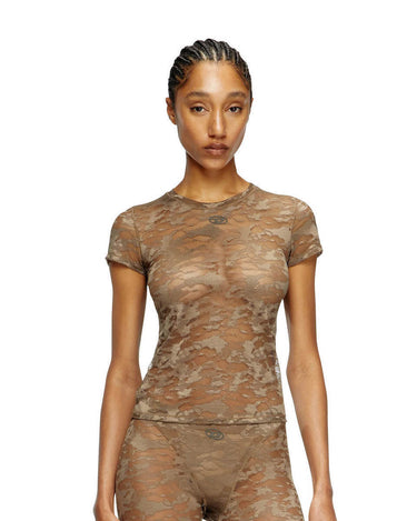 DIESEL MAGLIERIA Women's Blouse Short Sleeve Beige