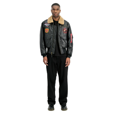 Alpha Industries G-1 Devils Brigade Faux Leather Bomber Jacket – Giacca – foto 3