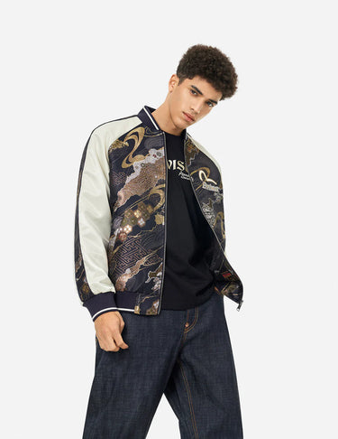 Evisu KAMON BROCADE APPLIQUÉ REGULAR FIT SOUVENIOR JACKET | Blue Express