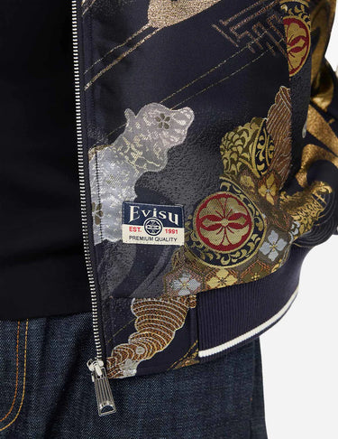 Evisu KAMON BROCADE APPLIQUÉ REGULAR FIT SOUVENIOR JACKET | Blue Express