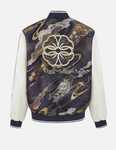 Evisu KAMON BROCADE APPLIQUÉ REGULAR FIT SOUVENIOR JACKET | Blue Express