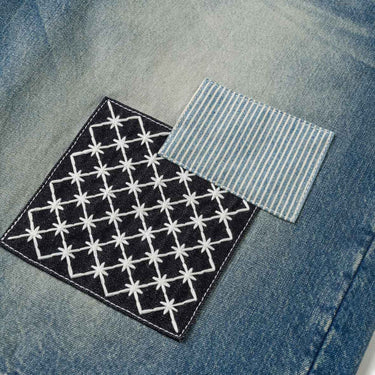 Evisu Sashiko Patch Denim Shorts | Blue Express