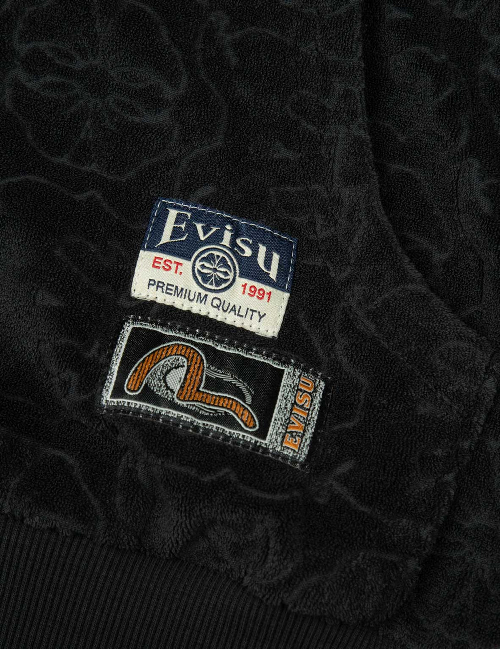 Evisu Monogram Jacquard Boucle And Seagull Embroidery Relax Fit Hoodie