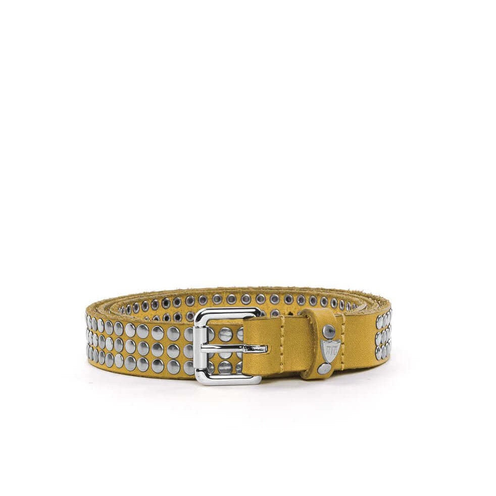 3.000 STUDS COLOR BELT Leather belt with mixed studs, brass buckle, studded zamac belt loop with HTC logo rivet. Height: 2 cm. Made in Italy. HTC LOS ANGELES