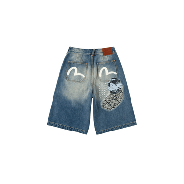 Evisu Sashiko Patch Denim Shorts | Blue Express