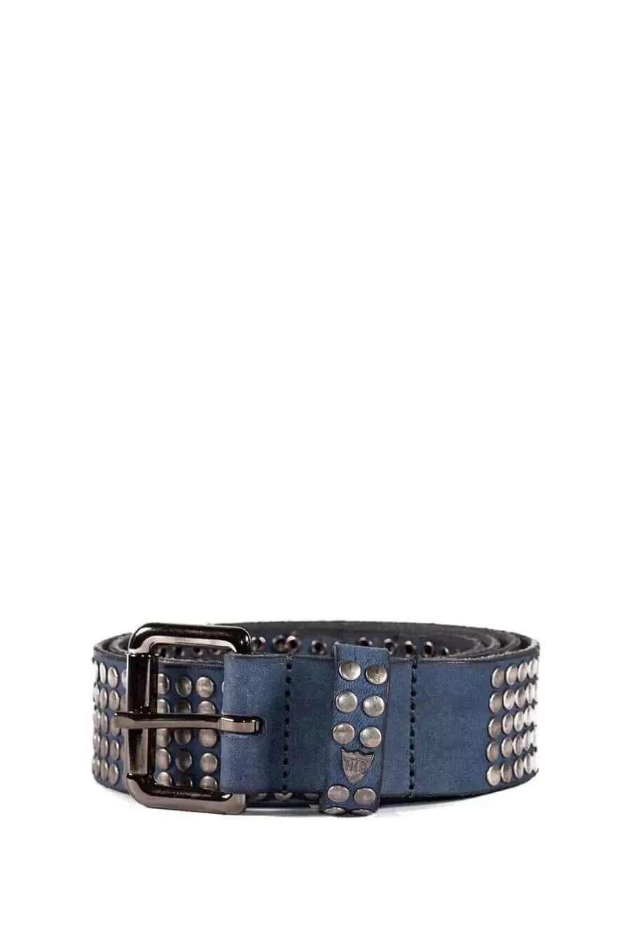 5.000 STUDS COLOR BELT Leather belt with mixed studs, brass buckle, studded zamac belt loop with HTC logo rivet. Height: 3.5 cm. Made in Italy. HTC LOS ANGELES