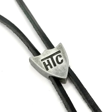 BLACK LEATHER SHIELD NECKLACE