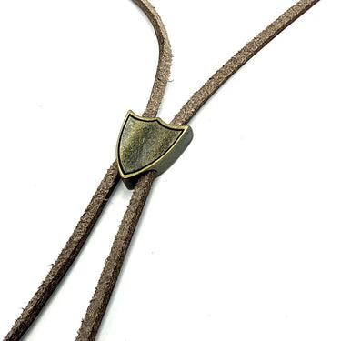 DARK BROWN LEATHER SHIELD NECKLACE