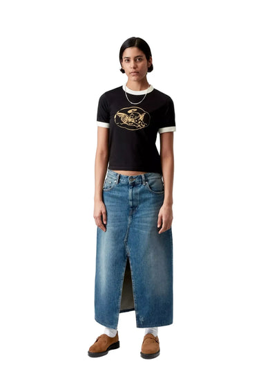 Carhartt WIP T-SHIRT W' SS Reminiscing Ringer T-Shirt Black, Heavy stone wash