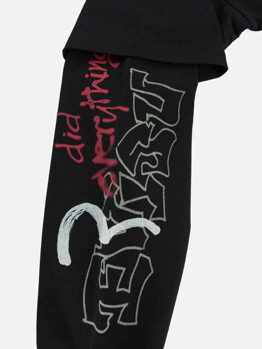 Daruma Print Faux Layered Long-Sleeve T-Shirt