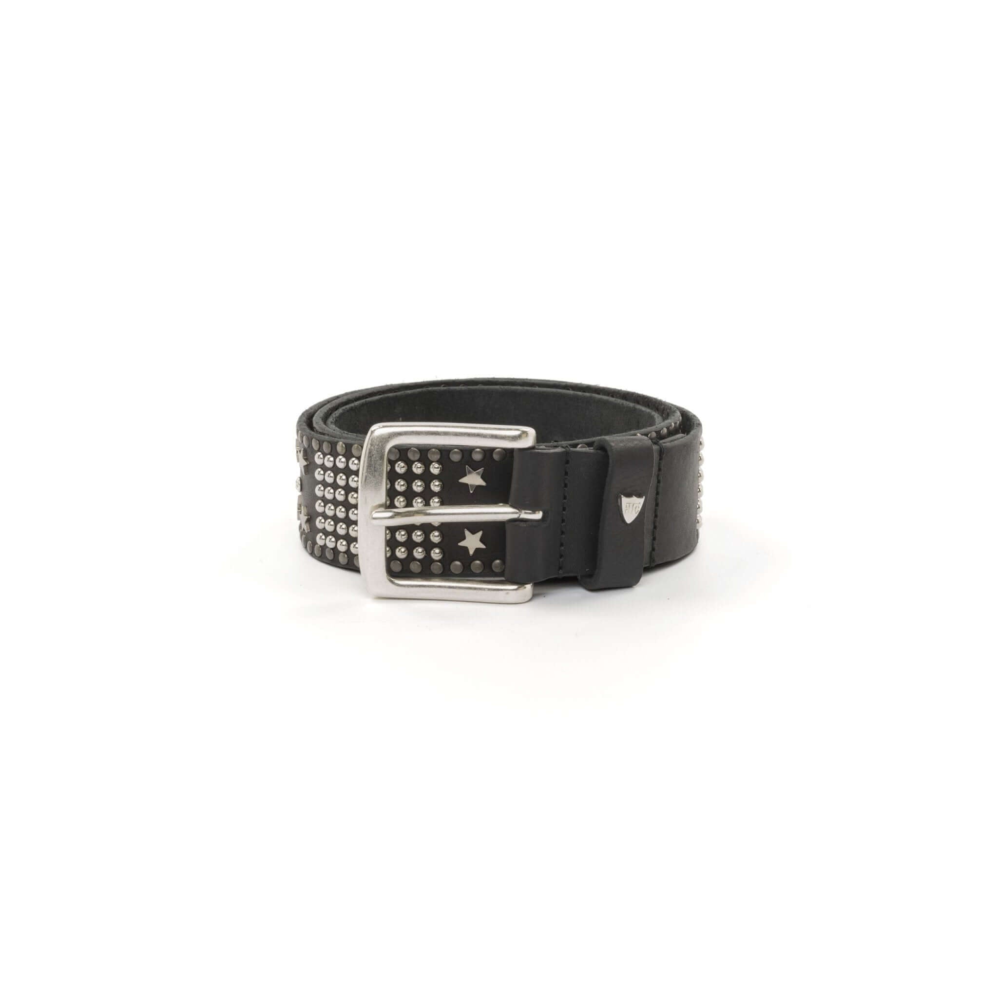 AMERICAN FLAG BELT Leather studded black belt. Brass buckle. 4 cm height. Made in Italy HTC LOS ANGELES