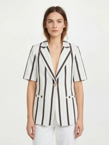 BERNA Blazer monopetto maniche corte a righe bicolor | Blue Express