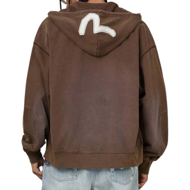 EVISU Heavy Weight Washed Ev Hoodie Brown | Blue Express