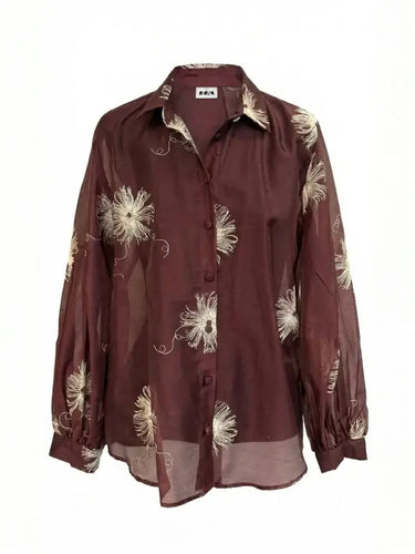 BERNA Camicia in mussola con fiori ricamati | Blue Express